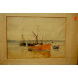 O Arkwright - Countess Betty at Pin Mill, watercolour, signed lower left, 25 x 36cm