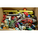 A box containing a quantity of mixed playworn diecast, to include Dinky, Corgi and Matchbox