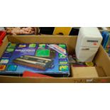 A box of mixed childrens effects and electronic games, to include a Mattel Intelevision, an