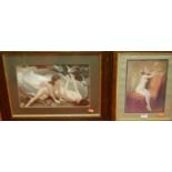 After Penot - Female nude, oak framed print; and one other (2)