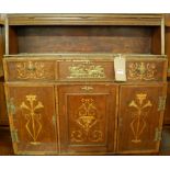 A late 19th century probably French walnut, floral satinwood inlaid, and further crossbanded table-