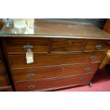 A 19th century mahogany squarefront chest, of three short over three long graduated drawers, w.