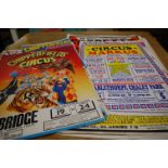 A quantity of mixed vintage circus posters to include Chipperfields Circus