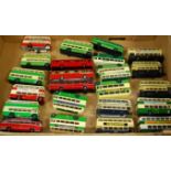 One tray containing a collection of 1/76 scale diecast and white metal public transport models