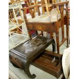 Occasional furniture to include; beech and floral tapestry upholstered hinge-top music seat,