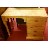 A modern pine campaign style desk, having four drawers, w.103cm