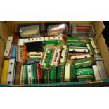 One tray containing a collection of 1/76 scale diecast and white metal public transport models