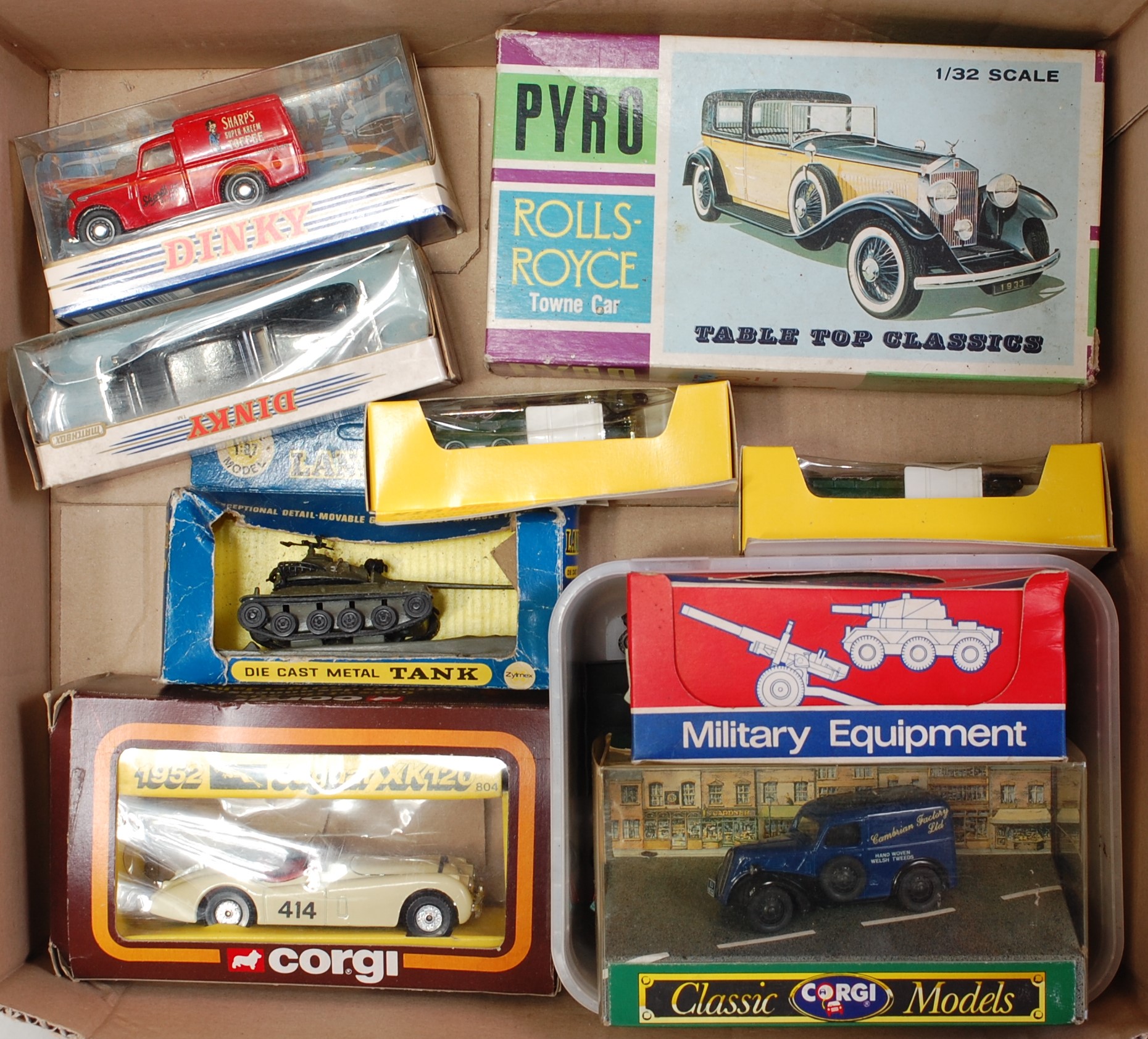 One box containing a quantity of mixed boxed and loose diecast to include Corgi, Crescent and