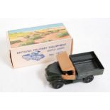 A Britains No. 1877 Military Beetle Lorry comprising green body with tan cab and doors, silver