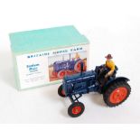 A Britains No. 128F Fordson Major tractor comprising blue body with orange hubs and rubber tyres