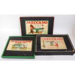 Early 1930’s Meccano Outfits Nos. 1, 3 & 4A, all restrung, parts in average used condition (BF)