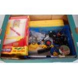 Large tray containing silver & yellow Meccano spares (G-well used) & a Play-Doh fun Factory