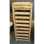 A pine freestanding fruit crate, with removable trays
