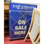An enamelled metal double-sided A-frame sign for the East Anglian Daily Times 'On Sale Here', w.54.