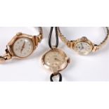 Three lady's 9ct wristwatches to include Record, Smiths De Luxe and Trend (3)