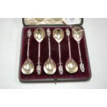 A cased set of six silver apostle spoons
