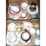 Two boxes of miscellaneous china, to include Victorian pedestal comport, Victorian copper lustre