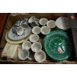 A box of miscellaneous china, to include 19th century Delft plate, Royal Doulton Seriesware plate