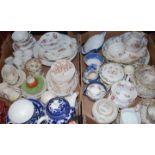 Two boxes of miscellaneous china, to include Rockingham style tea cup and saucer, blue and white