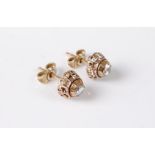 A pair of rose cut diamond earstuds, the round rose cut diamonds, total estimated approx. 0.40cts,