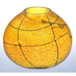 A 1970s yellow Studio glass vase of slab sided circular form, unmarked, height 24cm