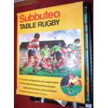 A Subbuteo R210 table rugby set, together with Subbuteo Cricket Club edition, and various other