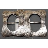 A pair of American sterling silver shoe buckles, each with bright cut decoration, 5.5cm