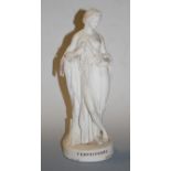 A parian figure of a semi nude maiden in standing pose entitled to the base 'Terpsichore', height