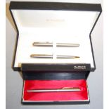 A Parker Sonnet fountain pen, together with a matching ballpoint pen, in fitted leather box and card