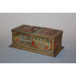A Huntley & Palmers double ended biscuit tin of rectangular form, relief decorated with various