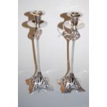 A pair of Art Nouveau style silver plated candlesticks, 30cm