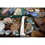 Five boxes of mixed china, glassware and sundries to include collection of Royal Copenhagen blue &