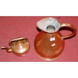 A single box of various glassware, flatware, 19th century copper jug, and small copper range kettle