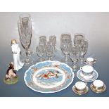 A Doulton figure Many Happy Returns; a small quantity of cut crystal; Spode miniature