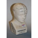 A reproduction crackle glazed phrenology bust by LN Fowler, height 26cm
