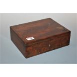 A 19th century mahogany and cut brass inlaid ladies jewellery box having a velvet lined interior