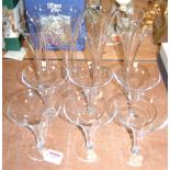 A set of eight Villeroy & Bosh champagne flutes together with a similar set of six glasses
