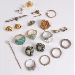 A quantity of costume jewellery to include a Links of London silver and yellow spot bikini charm,