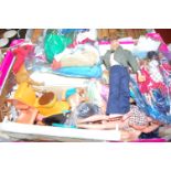 A single box of Sindy and Barbie dolls, clothing, furniture and further accessories