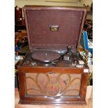 An early 20th century beech cased HMV table top gramophone Model 501