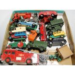 A collection of loose and playworn diecast toy vehicles, to include Dinky Toys ERF fire tender,