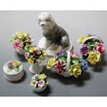 A collection of china floral posies, to include Royal Adderley single trinket box, and a Royal