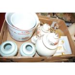 A single box of various ceramics to include Limoges jardinieres, graduated set of Japanese jar and