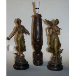 After Moreau - a pair of French spelter figures Retour des Champs and Retour des Bois, h.40cm;