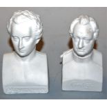 A bisque bust of Mendelsohn, h.11cm; and one other (2)