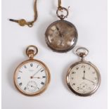 A 19th century silver open face pocket watch, the round bi-colour dial with Roman numerals,