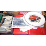 A single box of various railwayana to include collectors plates, postcards, British Railway print