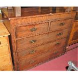 A mid-19th century mahogany squarefront chest, of two short over three long drawers, w.131.5cm