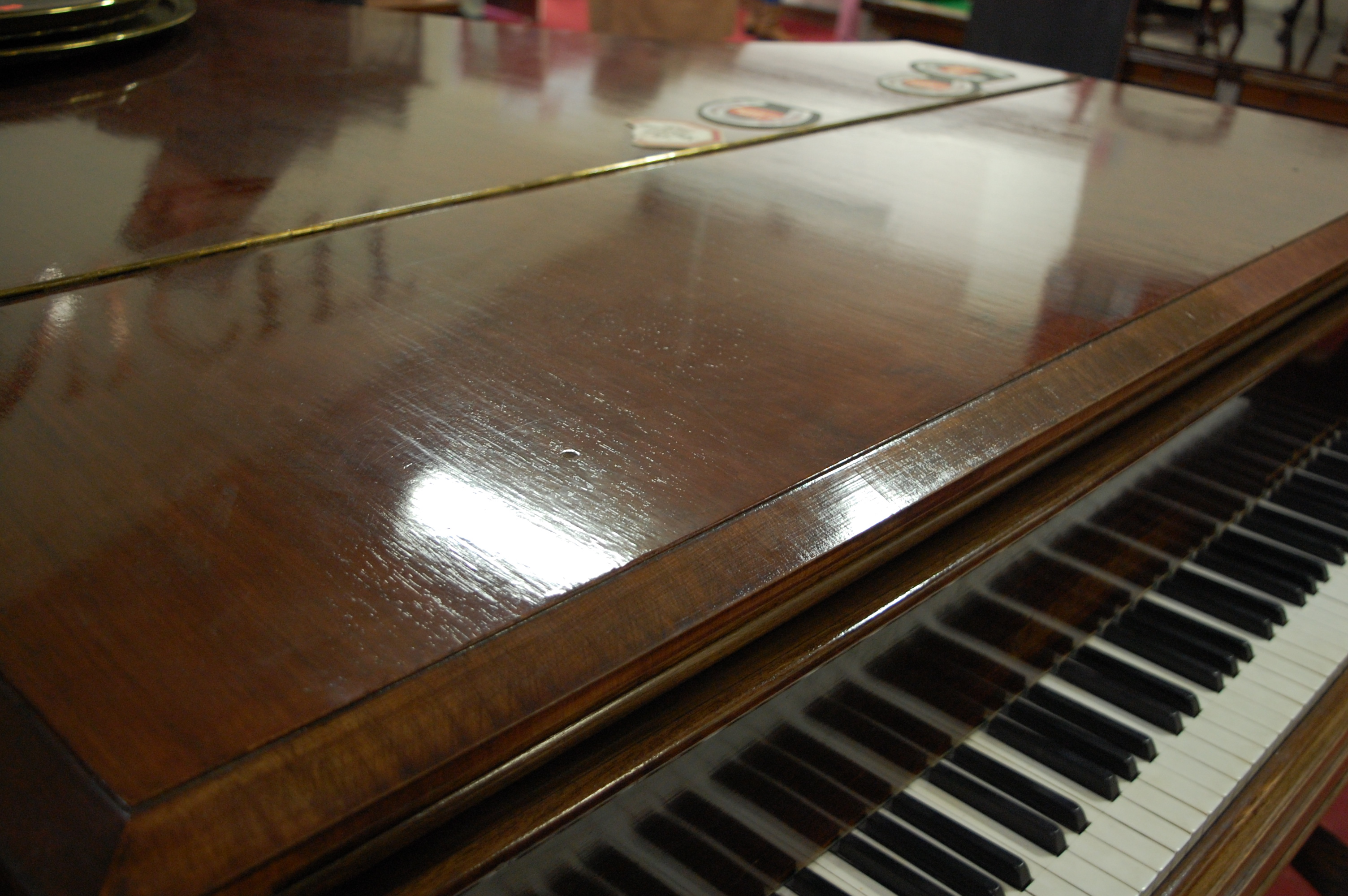 An early 20th century rosewood cased baby grand piano by Collard & Collard, iron-framed and over- - Image 5 of 6