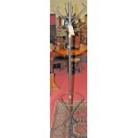 A contemporary brushed metal and brass freestanding hat-stand, h.174.5cm